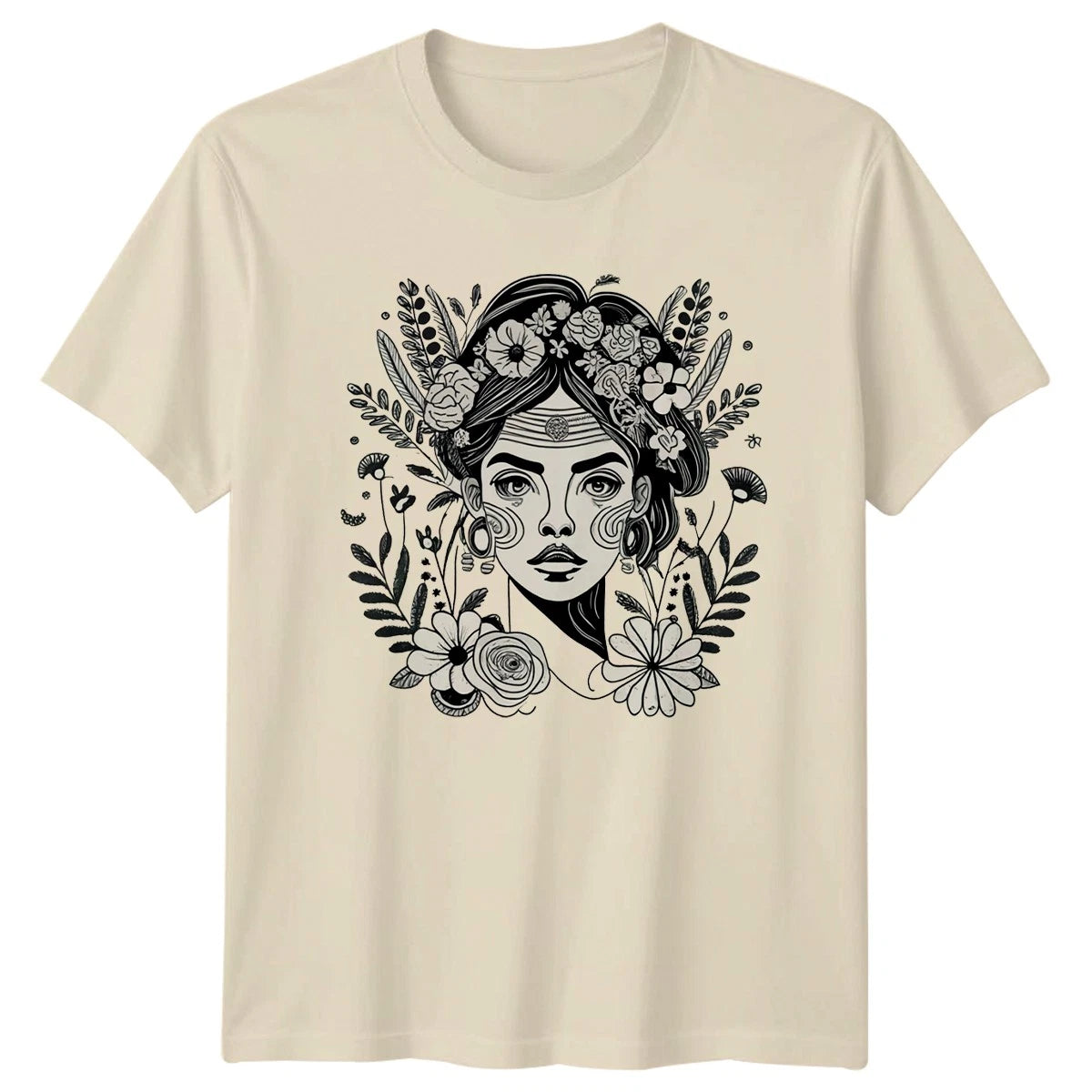 Boho Floral Woman Nature Art Womens T-Shirt Floral Art Botanical Birthday Gift