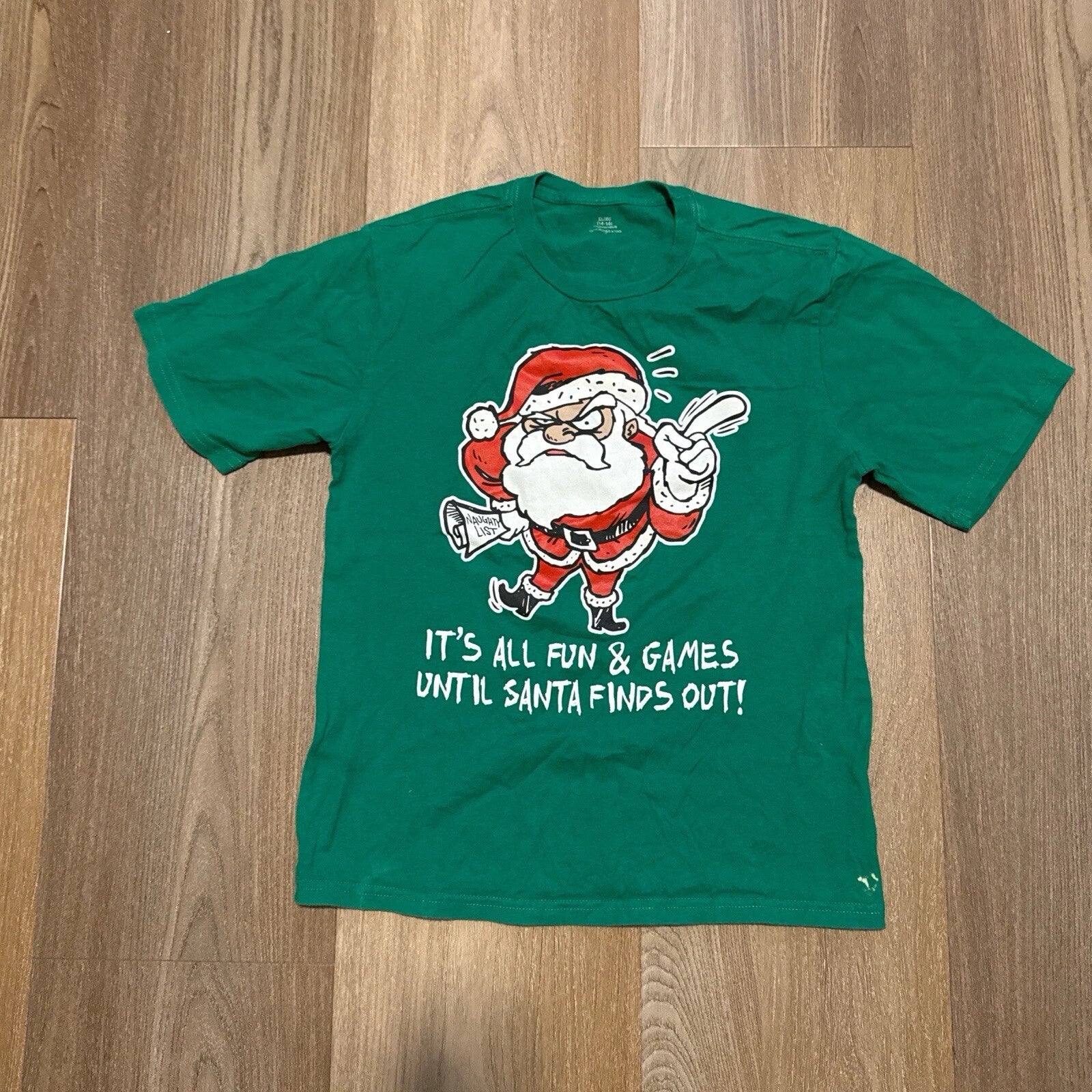 Santa Meme Funny Christmas Green T-shirt Size Small