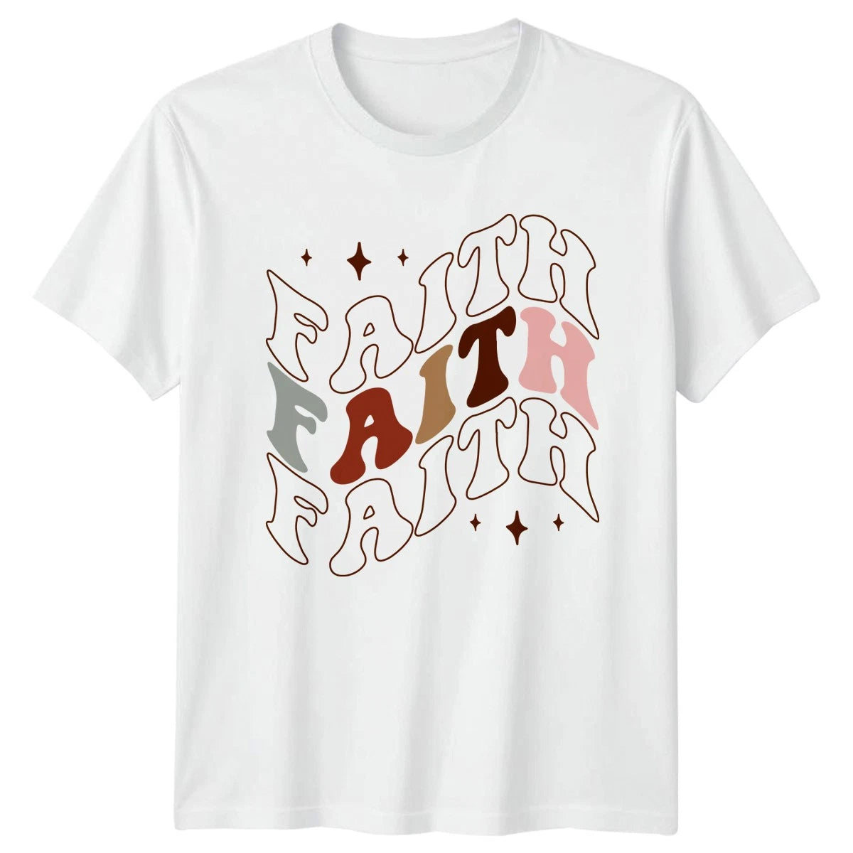 Faith Faith Faith Womens T-Shirt Boho Aesthetic Christian Apparel