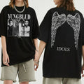 Yungblud Idols T Shirt Angel Wings Back Print Graphic Concert Merch Black Tee