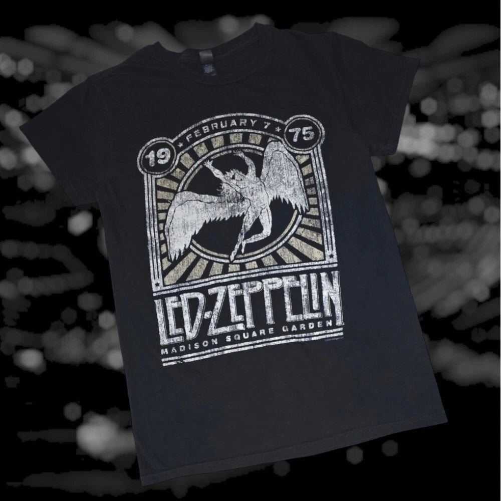 Led Zeppelin Unisex 1975 Madison Square Garden Graphic T-Shirt Black S