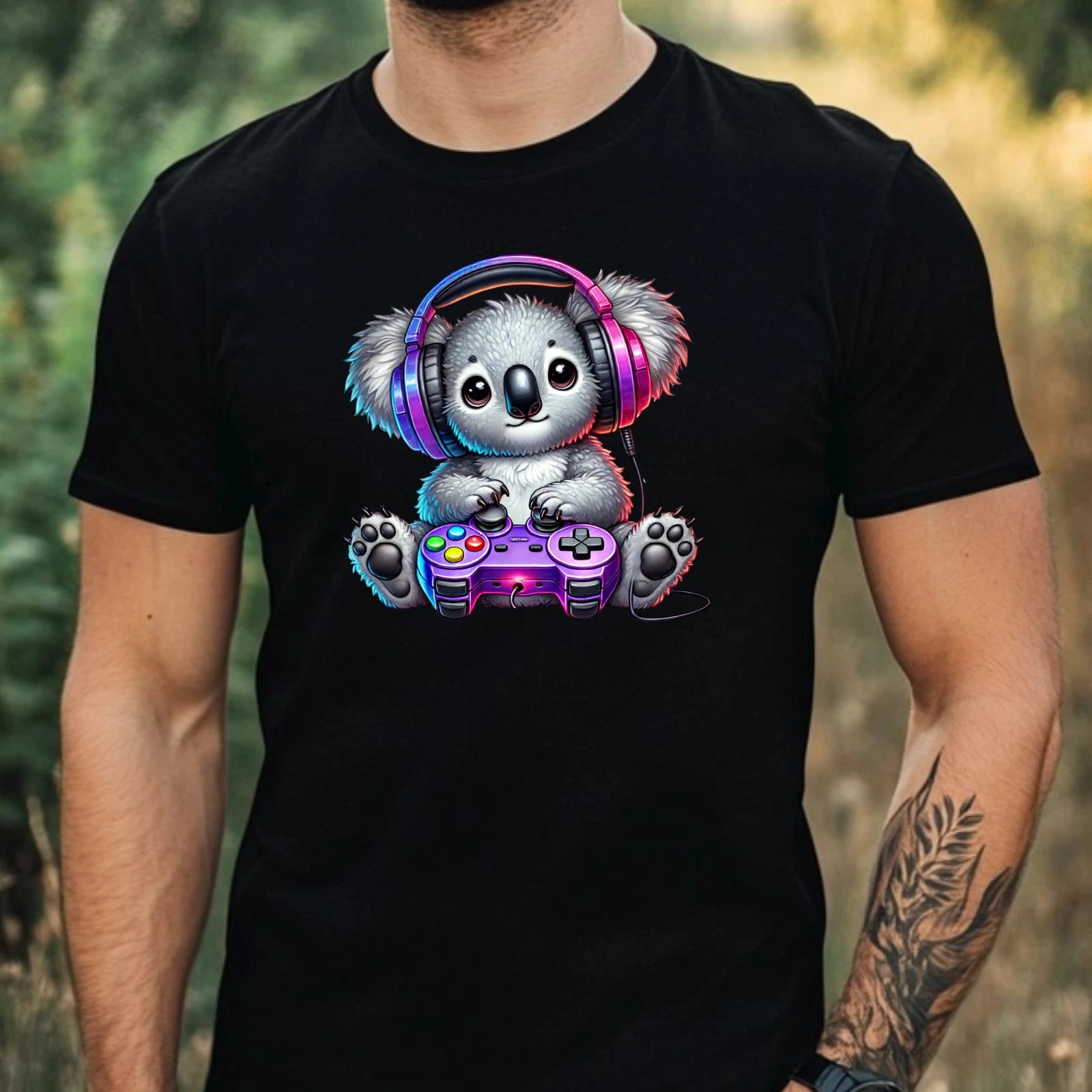 Mens Gamer Animal Print Cotton T-Shirt Size XS to 5XL