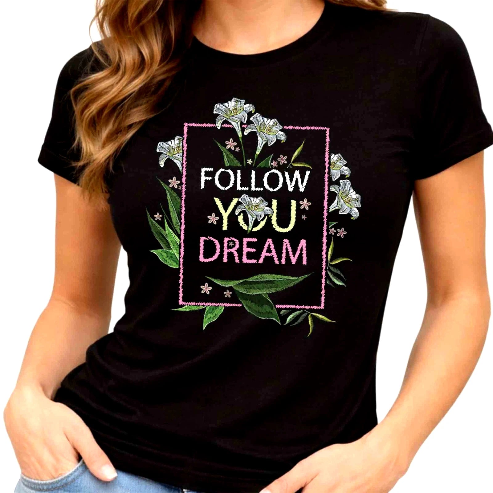 Floral Botanical Graphic T-Shirt Follow Your Dream Aesthetic Boho Cottagecore