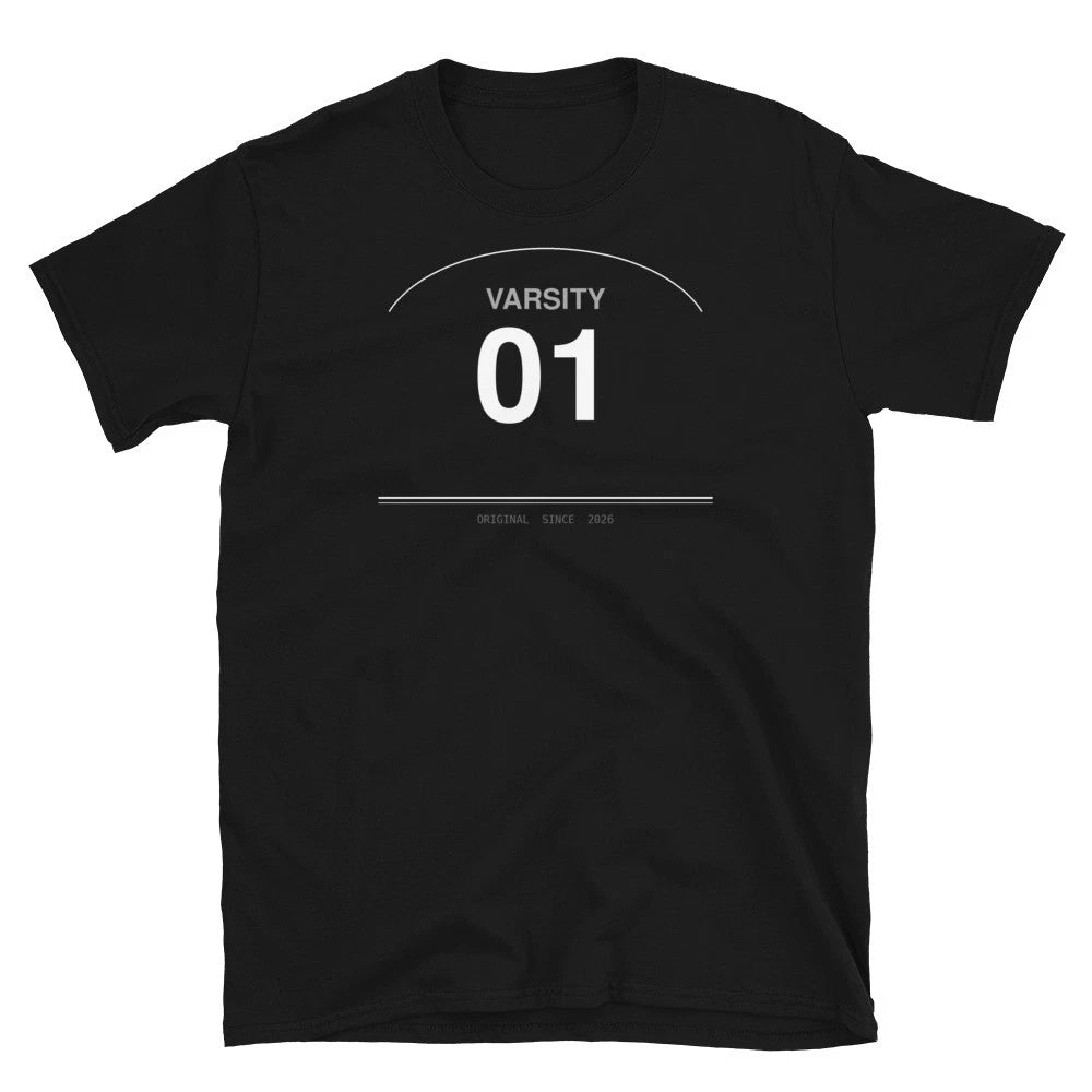 Varsity 01 Retro T-Shirt | Minimalist Streetwear Tee | Unisex Graphic Tee