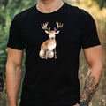 Mens Watercolour Reindeer Print Cotton T-Shirt Size XS to 5XL