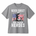 Never Forget Our Fallen Heroes Memorial Patriotic Retro Graphic Cotton T-Shirt