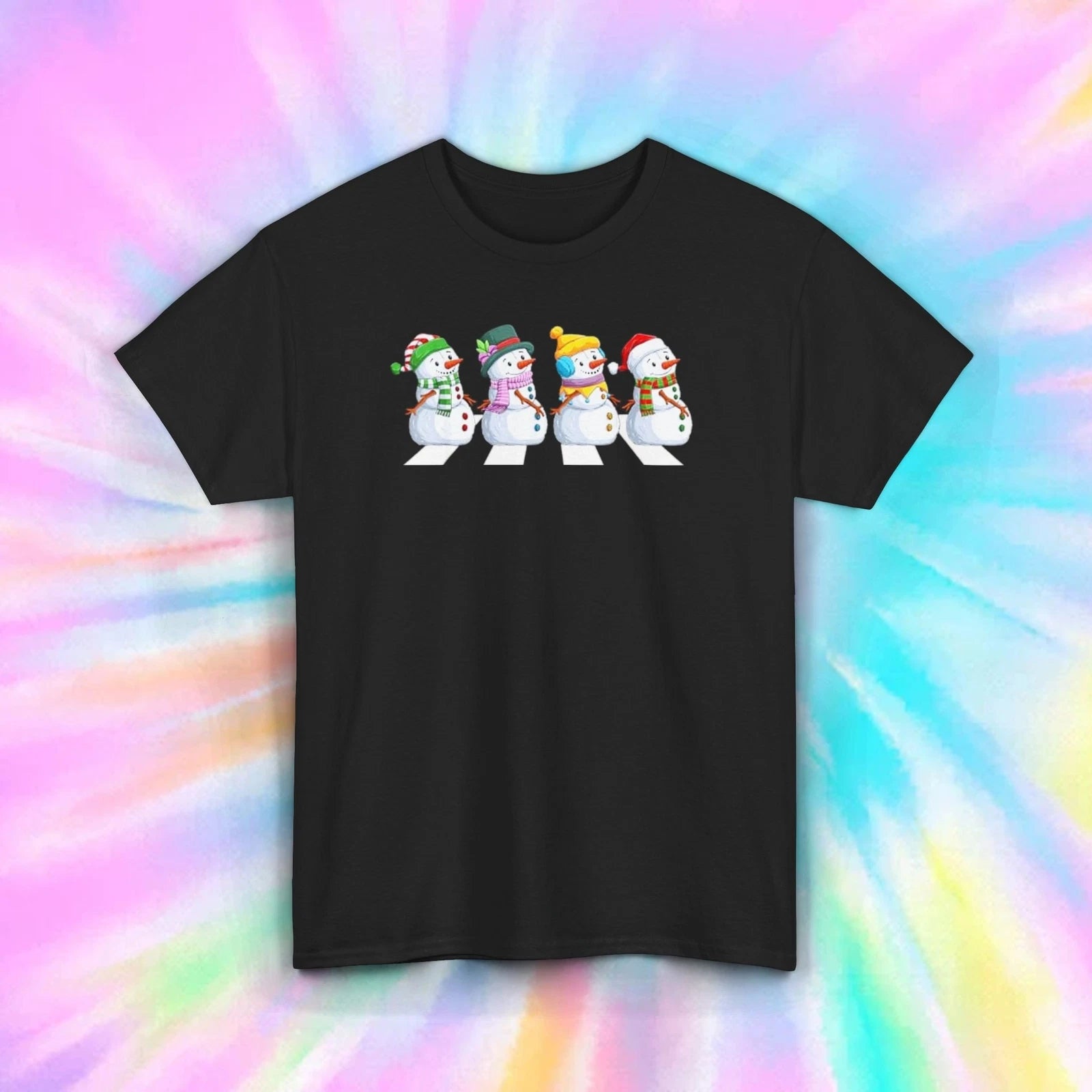 Snowmen Abbey Road Christmas T-Shirt Funny Winter Snowman Holiday Gift S-5XL