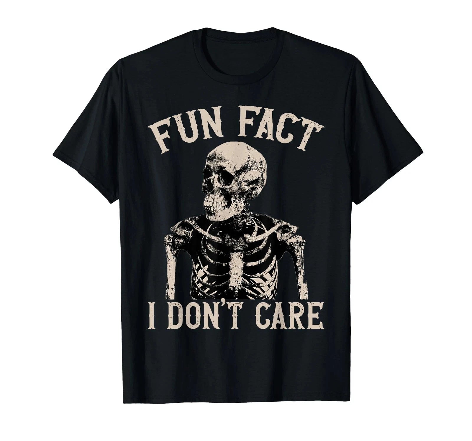 Fun Fact I Don't Care Skull Funny Sarcastic Quote T-Shirt