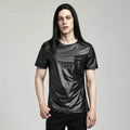 PUNK RAVE Gothic T-Shirt Wet Look Stretch Black Dark Gloss Top CLUBWEAR GOTHIC