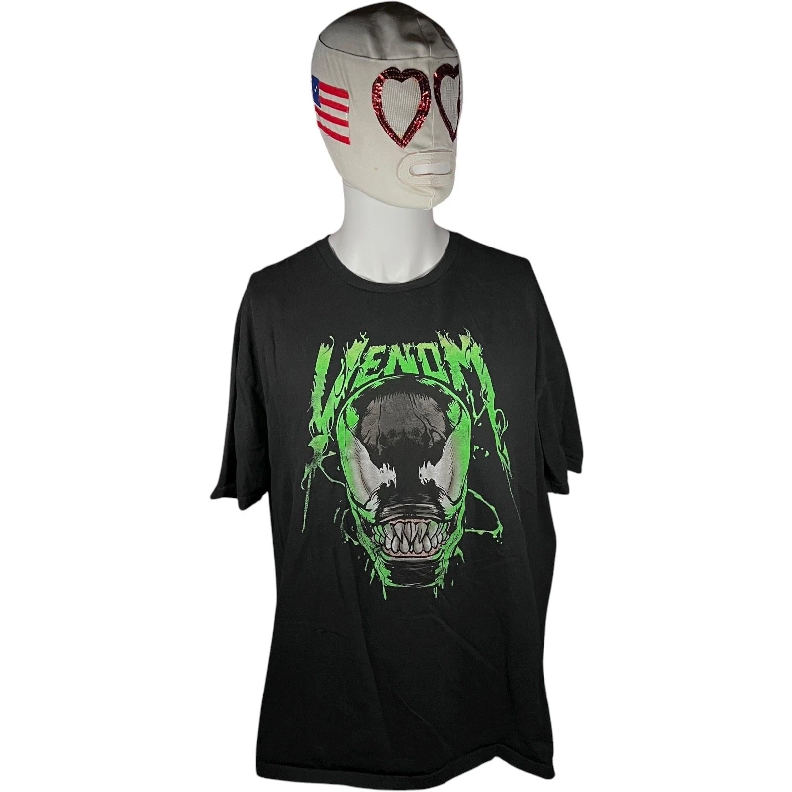 Marvel Venom XL Y2K Grunge  Graphic Tee Black Green Regular Fit Streetwear