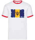 Barbados Grunge Flag - Mens Ringer - Caribbean Bridgetown Country Flags
