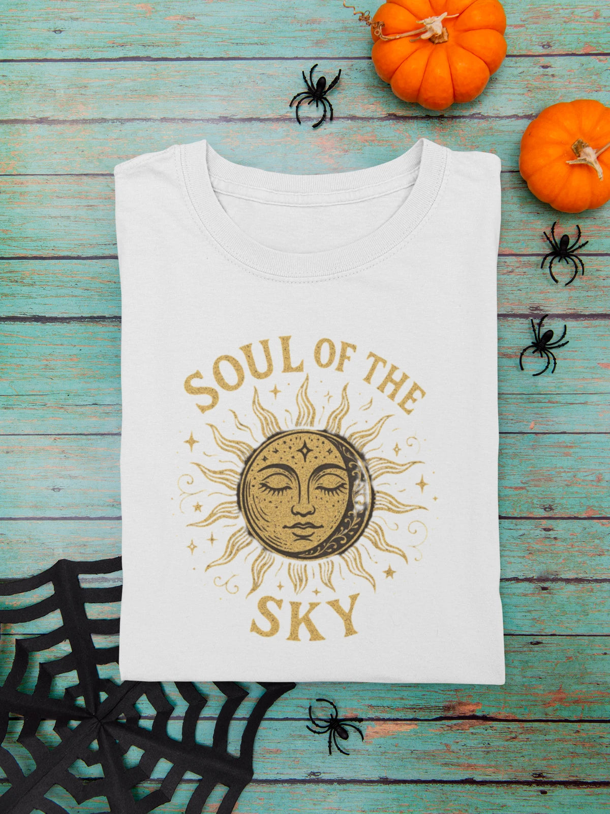 Soul of the Sky Sun Moon Stars Retro Celestial Boho Graphic T-Shirt A92
