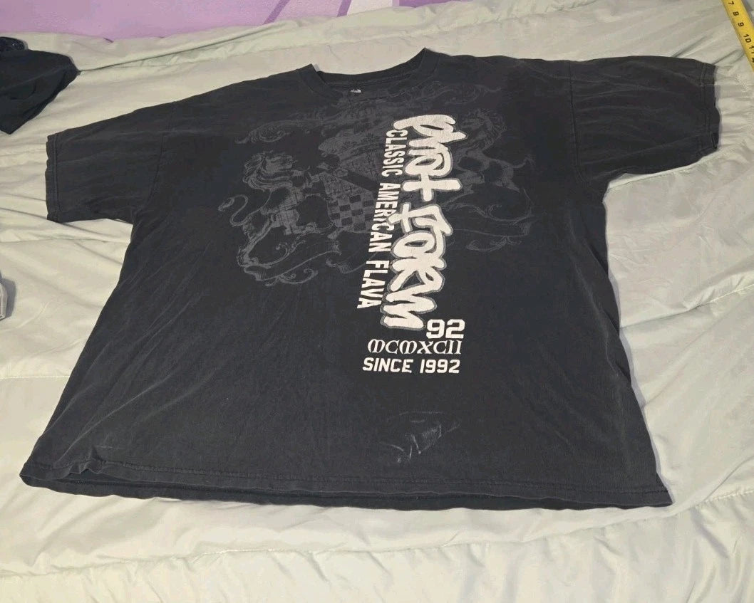 Vintage Phat Farm T Shirt Mens Size 2XL Black Graphic Print Tee Y2K