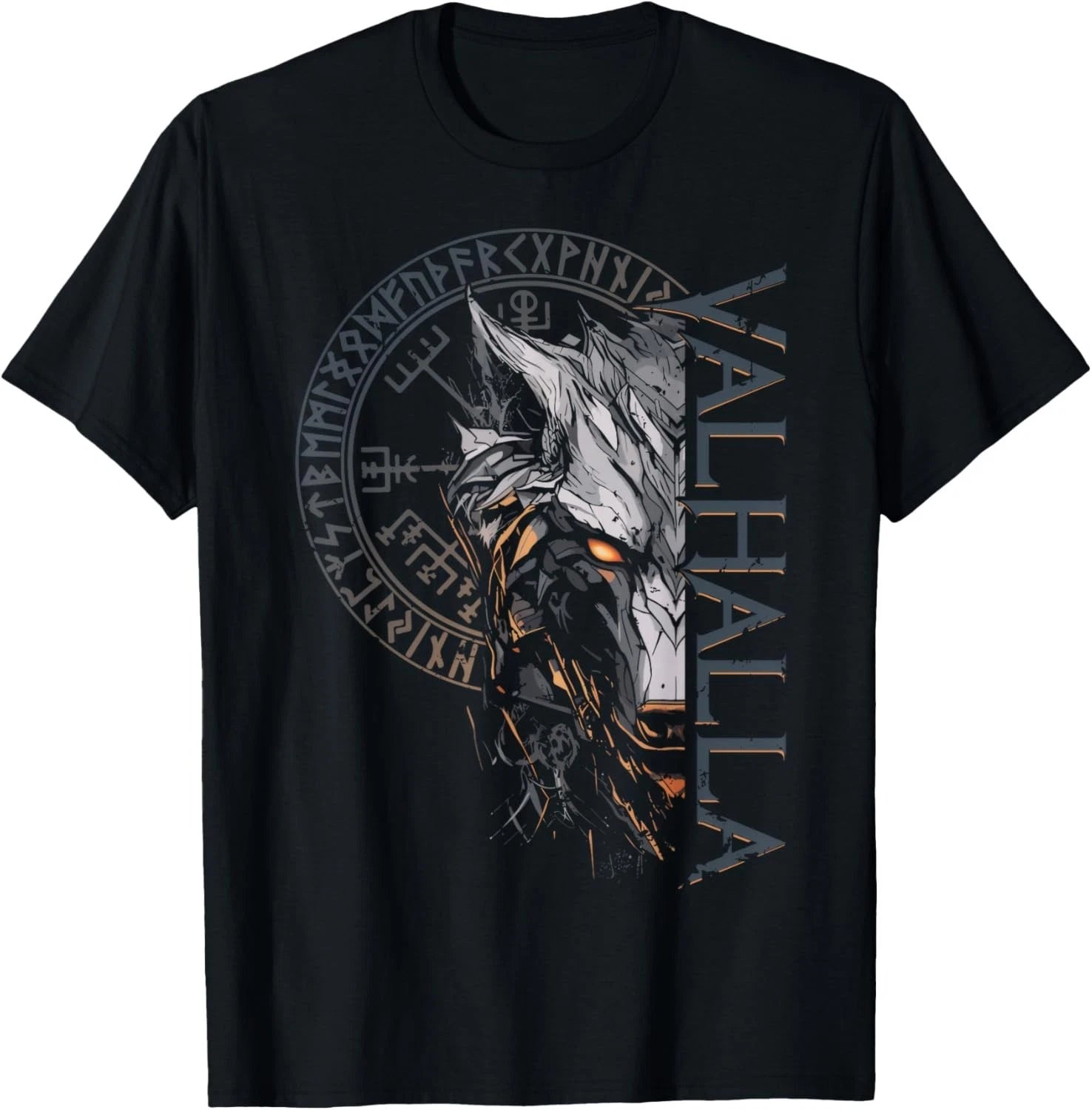 Valhalla Wolf Wolves Odin_s Runes Nordic Compass Viking Gift Unisex T-Shirt