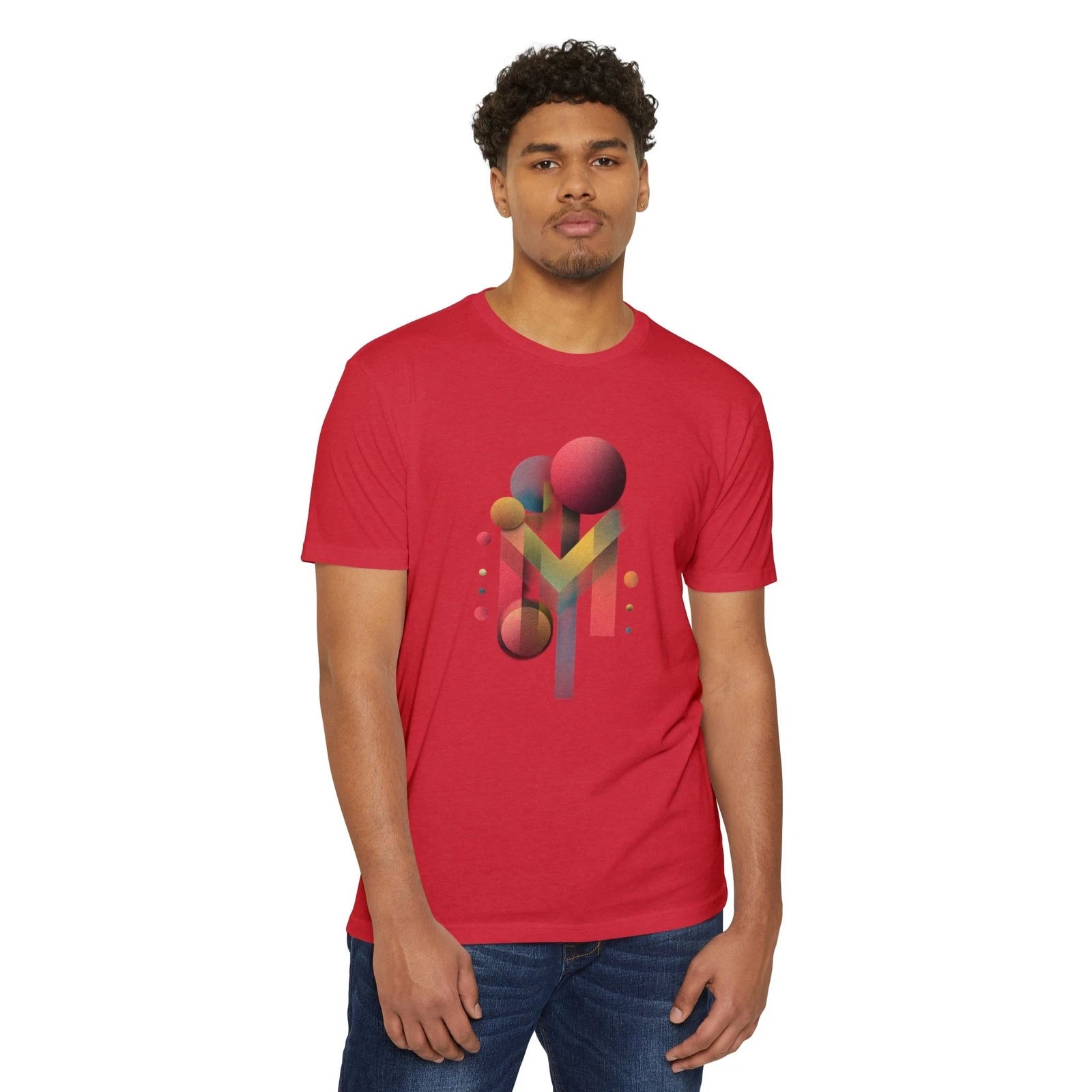 Abstract Geometric Spheres T-Shirt Orange Graphic Tee