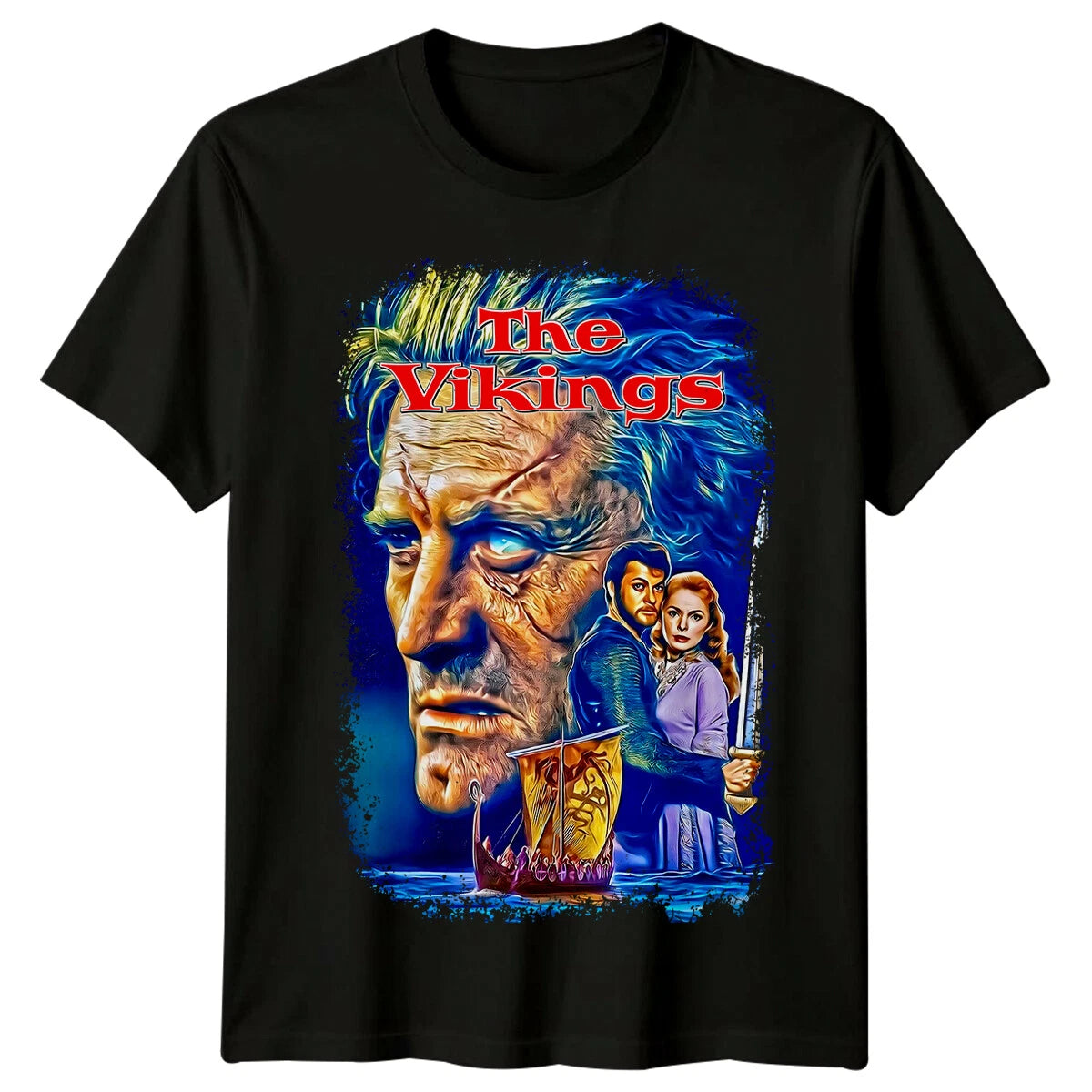 The Vikings (1958) Movie Poster Inspired T-Shirt Retro 80s Tee