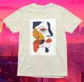 Abstract Face Art T Shirt Minimalist Line Drawing Tee Bold Colourful Modern