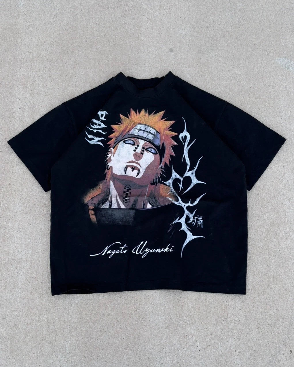 Naruto Pain Nagato Uzumaki Anime Graphic T Shirt XL Black Dechire