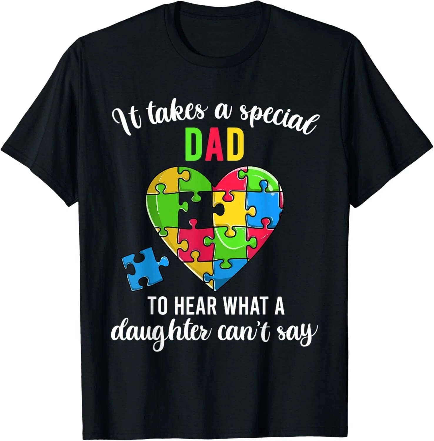 Dad Autism Awareness Family Support Shirts_ Fun Heart Puzzle Gift Unisex T-Shirt