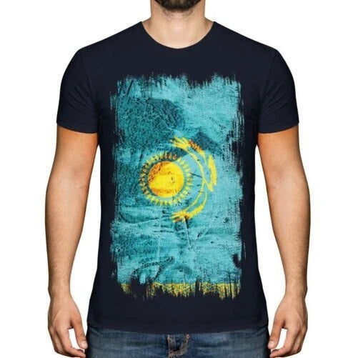 KAZAKHSTAN GRUNGE FLAG MENS T-SHIRT TEE QAZAQSTAN KAZAKH KAZAKHSTÁN KAZAKHSTANI