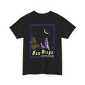 Pop Art Postcard Designer Tee- "San Diego, CA", Unisex, Cotton, Black