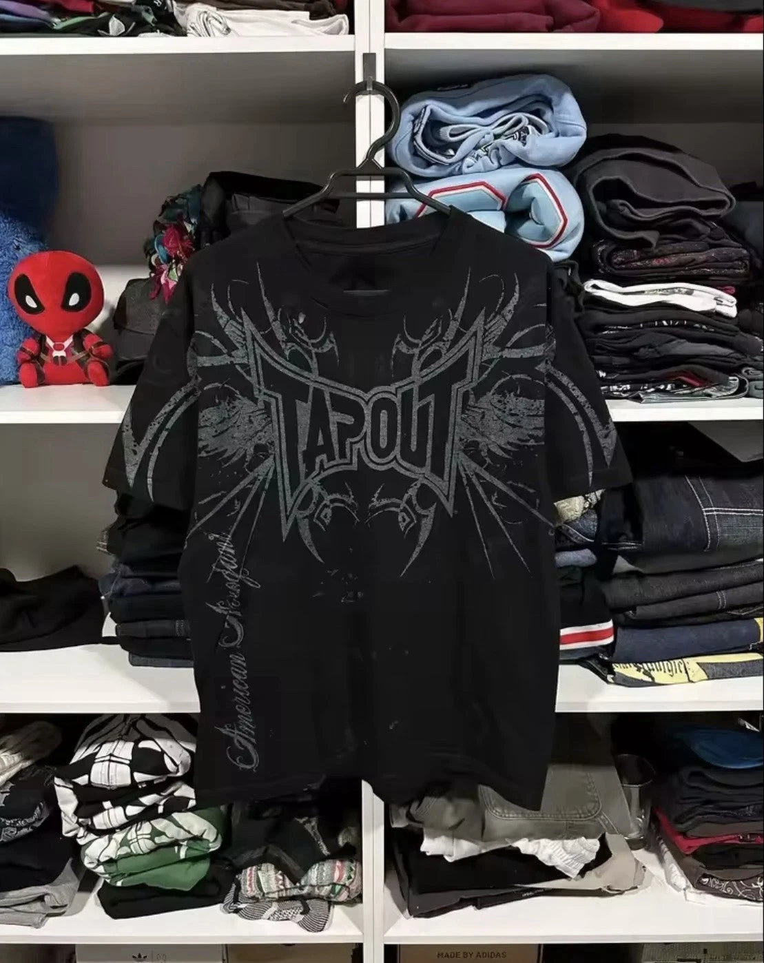 Mens Y2K Gothic Graphic T Shirt Streetwear TAPOUT Wing  Grunge Vinatage Tee