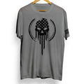 Punisher US Flag Grunge Logo T Shirt Military Army Marines New NWT Grey