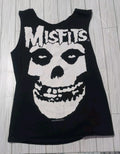Y2k 2002 Misfits Band T Shirt Skull Logo Medium Black Chopped Sleeves and Neck.
