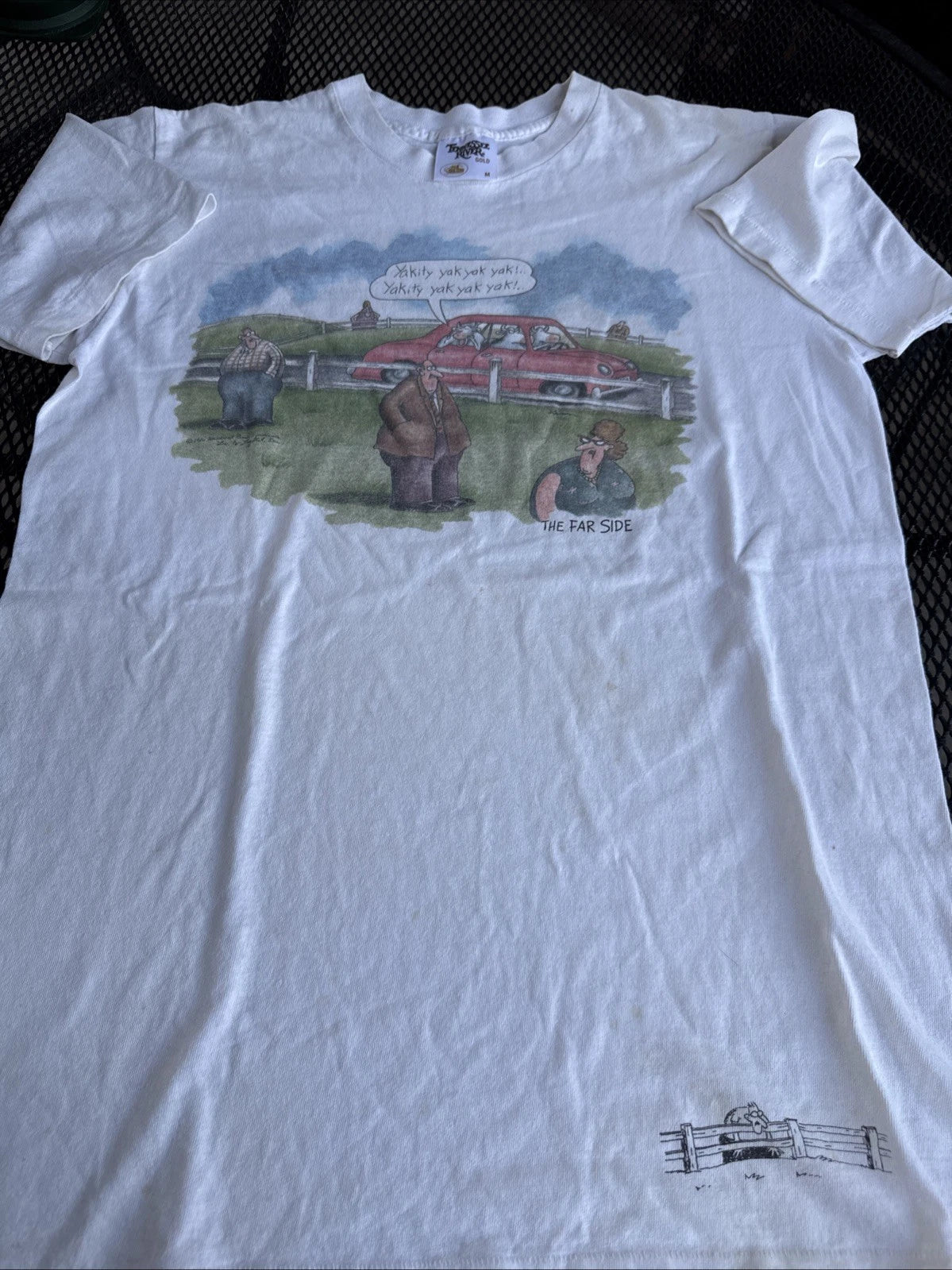 Used 80'S The Far Side print T-shirt Made in USA Men's size M equivalent Vintage