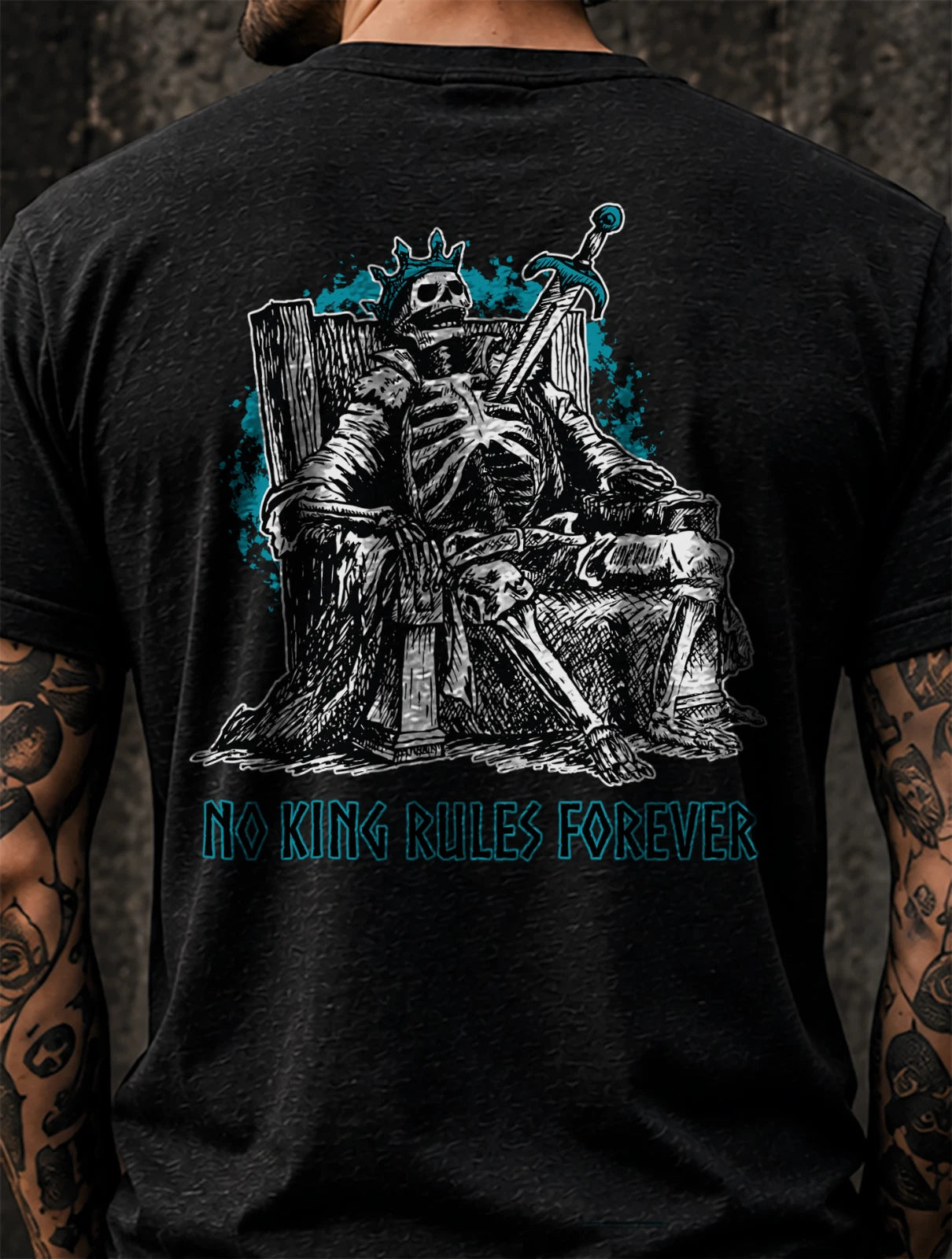 Skeleton King Throne Graphic Tee, Dark Fantasy Streetwear Shirt