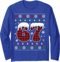 Funny 67 Six Seven Meme Brainrot Cringe Christmas Long Sleeve T-Shirt