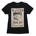 One Piece New Adult T-Shirt - WANTED Dead or Alive Roronoa Zoro Poster