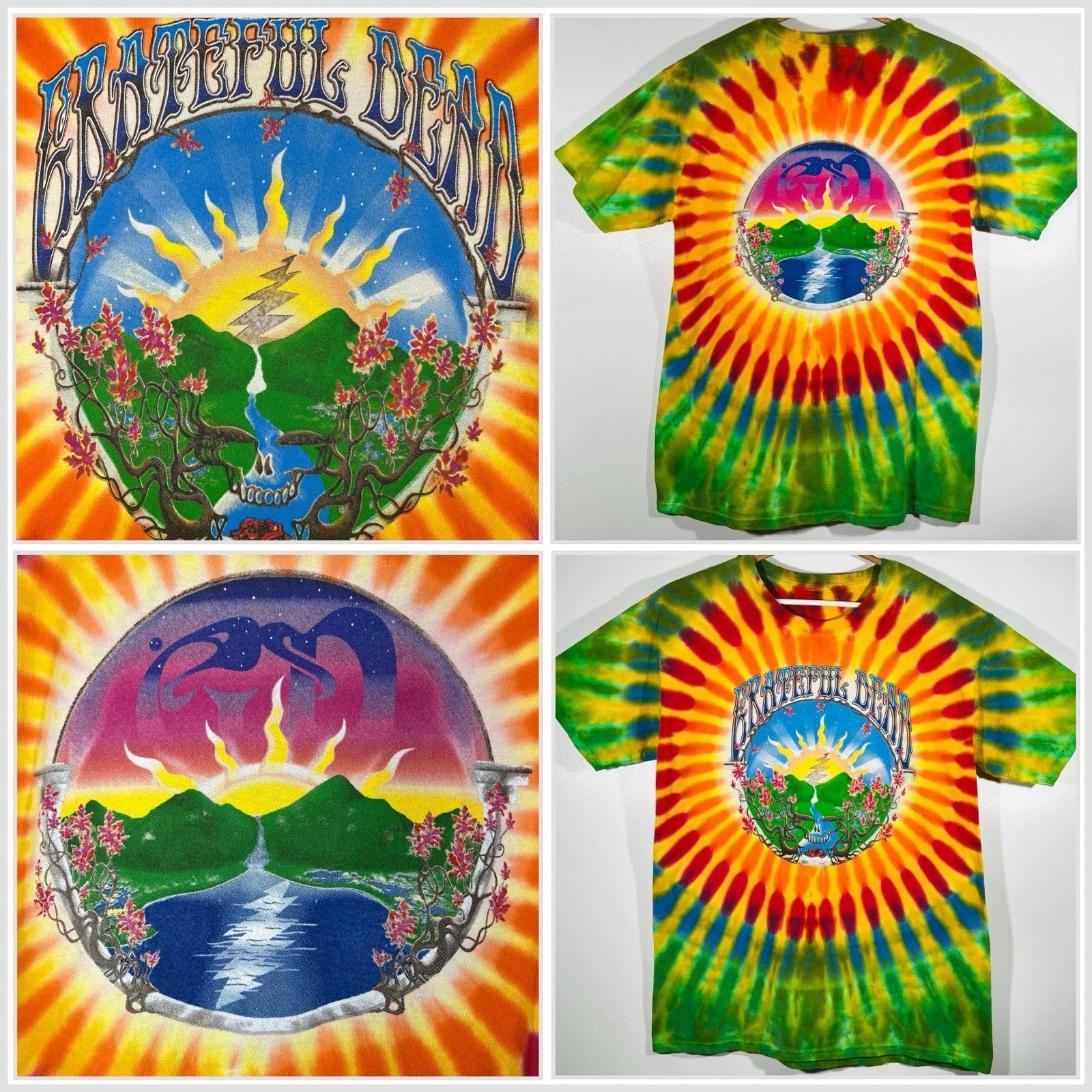 VTG Y2K Grateful Dead Sunrise The Waterfall Tie-die T Shirt Sz L Band Tee Rock