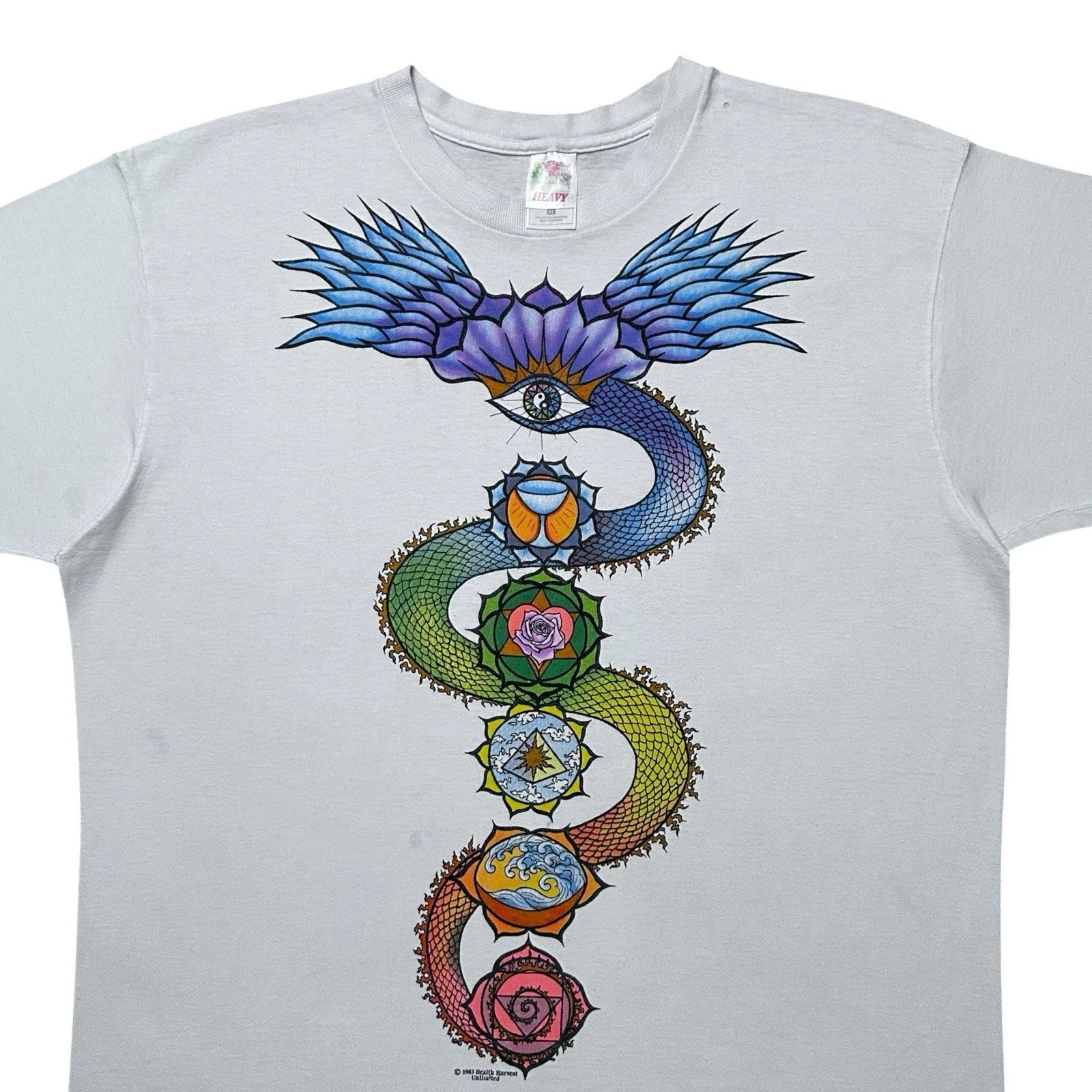 Vtg 90s Chakra Art T-Shirt Sz XL Hippie Grateful Dead Spiritual Abstract Fractal