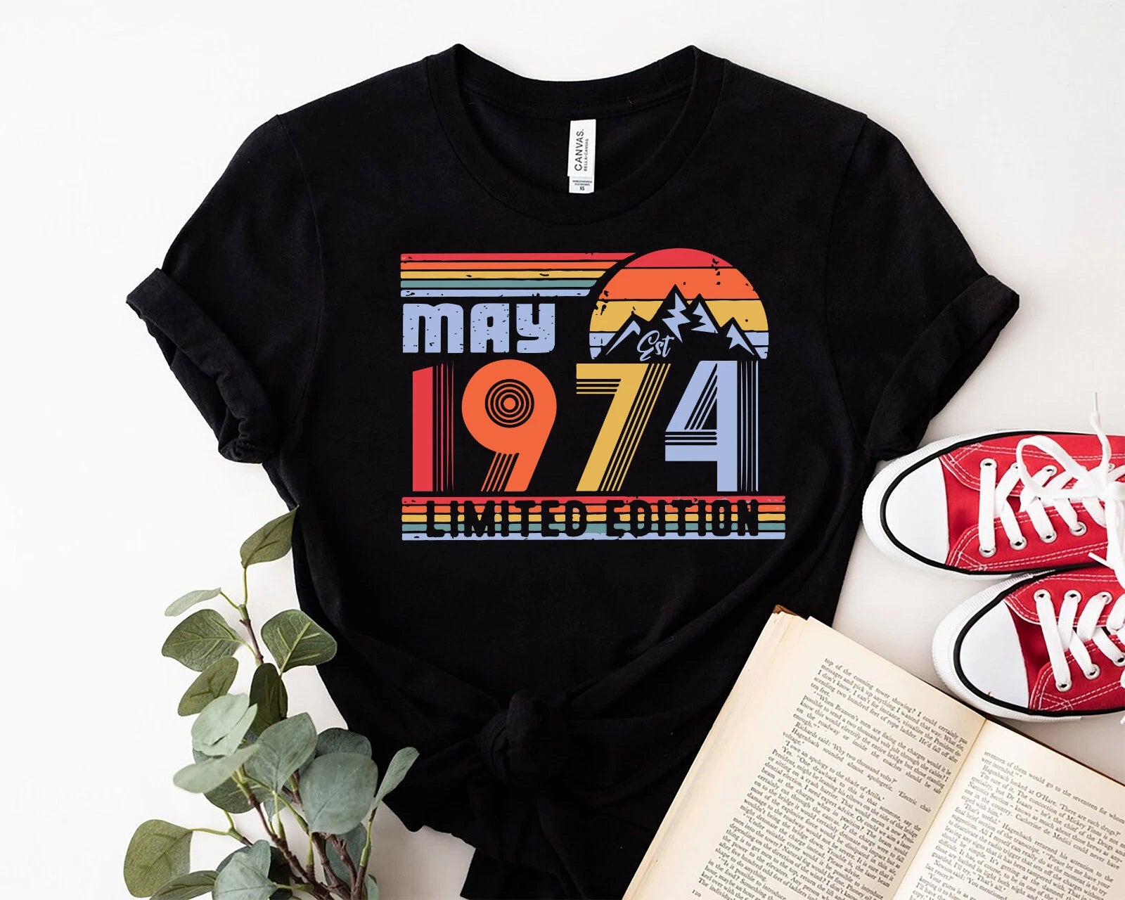 Personalized month  50th Birthday T-Shirt for Mens & t-shirt for women, 1974 may