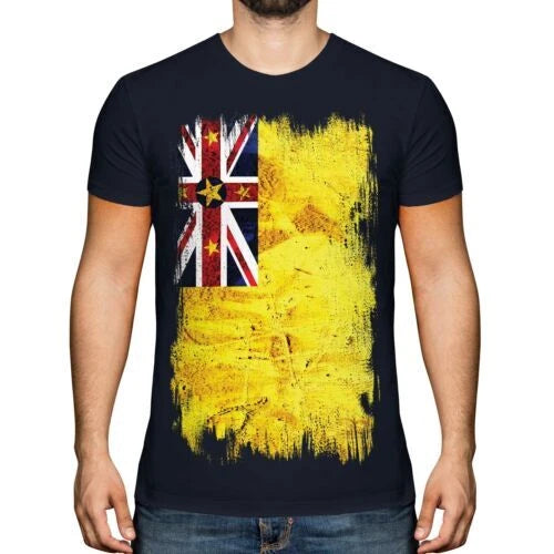 NIUE GRUNGE FLAG MENS T-SHIRT TEE TOP NIU? FOOTBALL NIUEAN GIFT SHIRT
