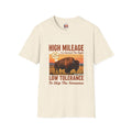 High Mileage Low Tolerance Shirt Funny Dad Grandpa Bison Men’s T-Shirt