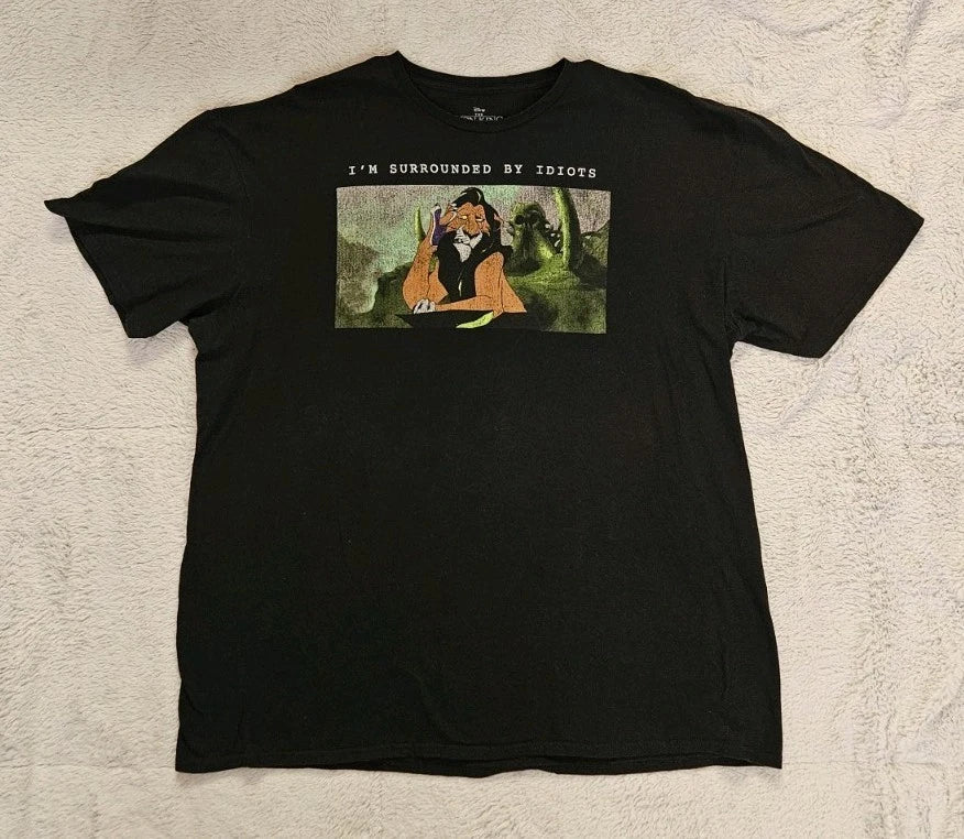 Disney Lion King Scar I’m Surrounded By Idiots T Shirt Mens XXL Black Tee