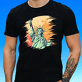 Mens Statue of Liberty Motif Cotton T-Shirt Size XS to 5XL