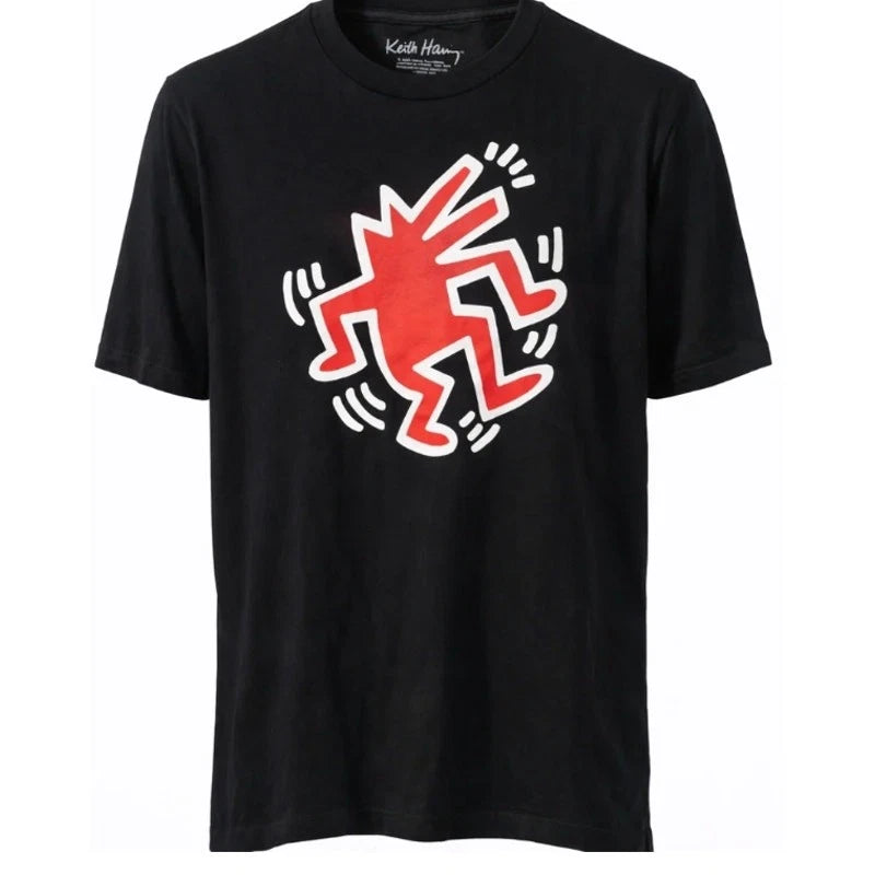 Keith Haring Dancing Dog T-Shirt Sz Medium Black Pop Art Graphic Tee Barking Dog