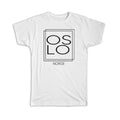 Gift T-Shirt : OSLO Norway Square Modern Minimalist Font
