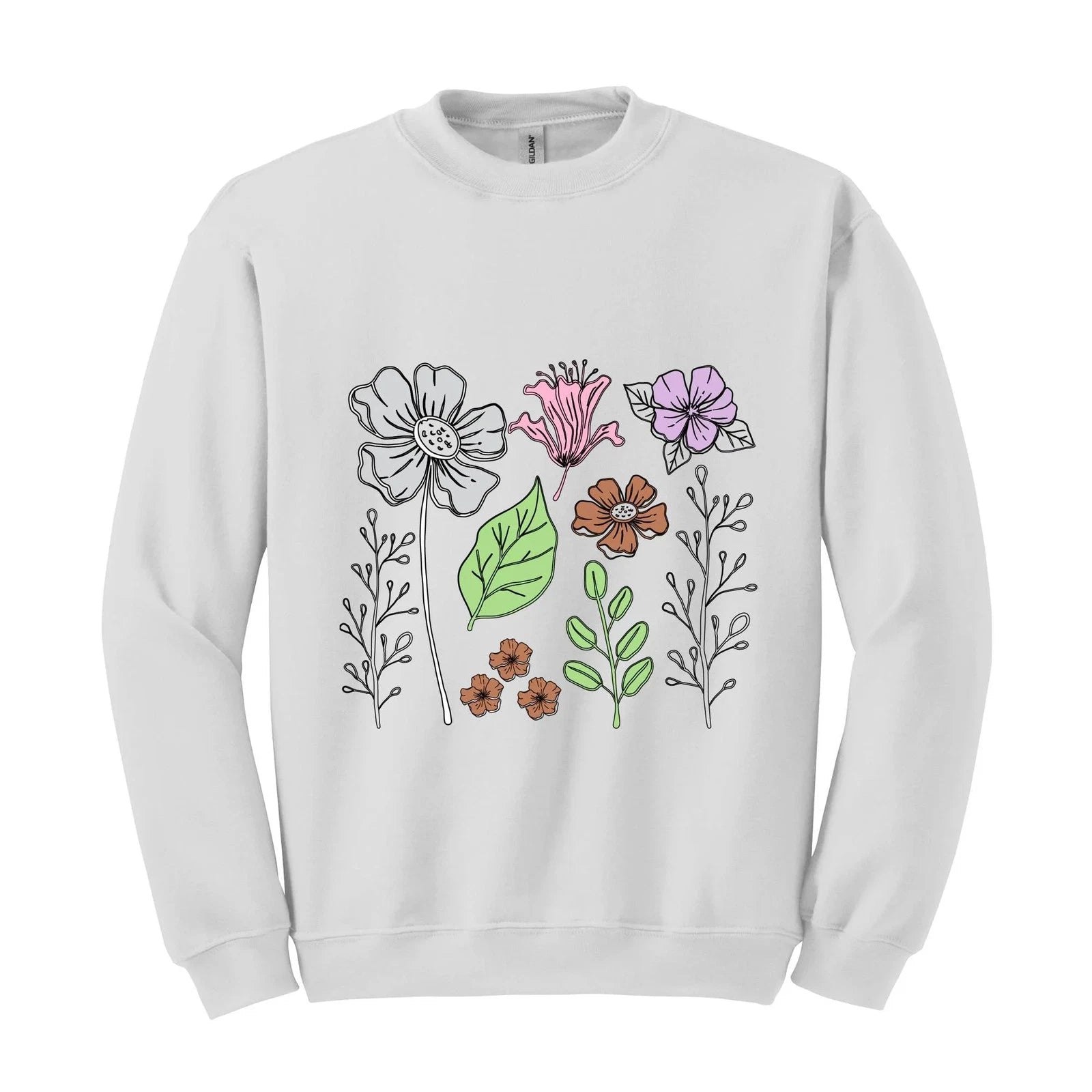 Boho Flower Sweatshirt Flowers Lovers Sweater Women Floral Minimalist Sweater Fl