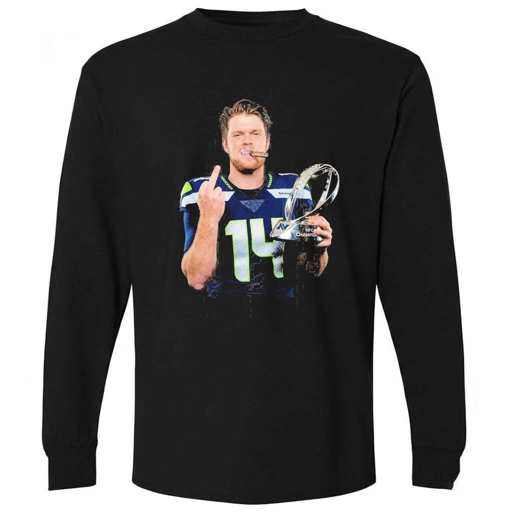 Sam Darnold Middle Finger Cup NFC Champions And Smoking Shirt