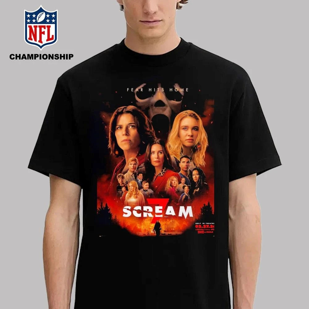 Scream 7 Official Poster Only In Theatres On February 27 2026 Fear Hits Home Shirt