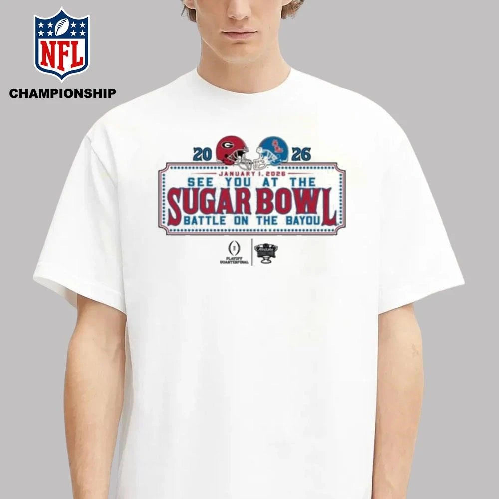 See You At The Sugar Bowl Dueling Helmet 2026 Georgia Vs Ole Miss Shirt