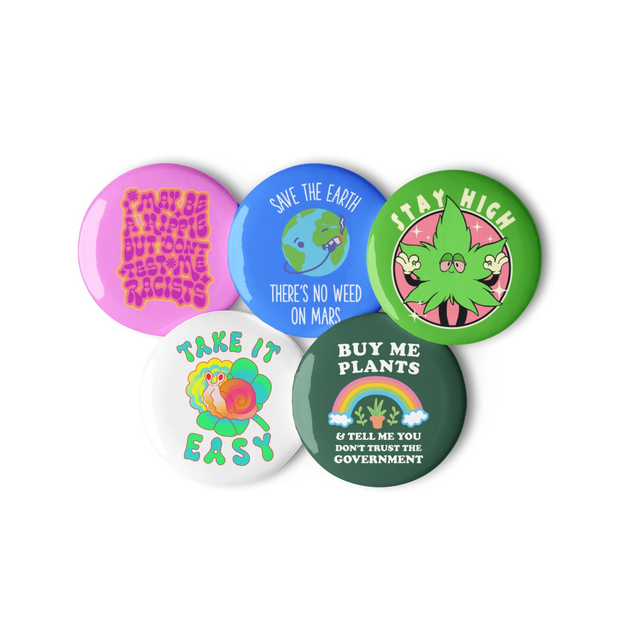 Groovy Hippie Weed Positive Set of Pins