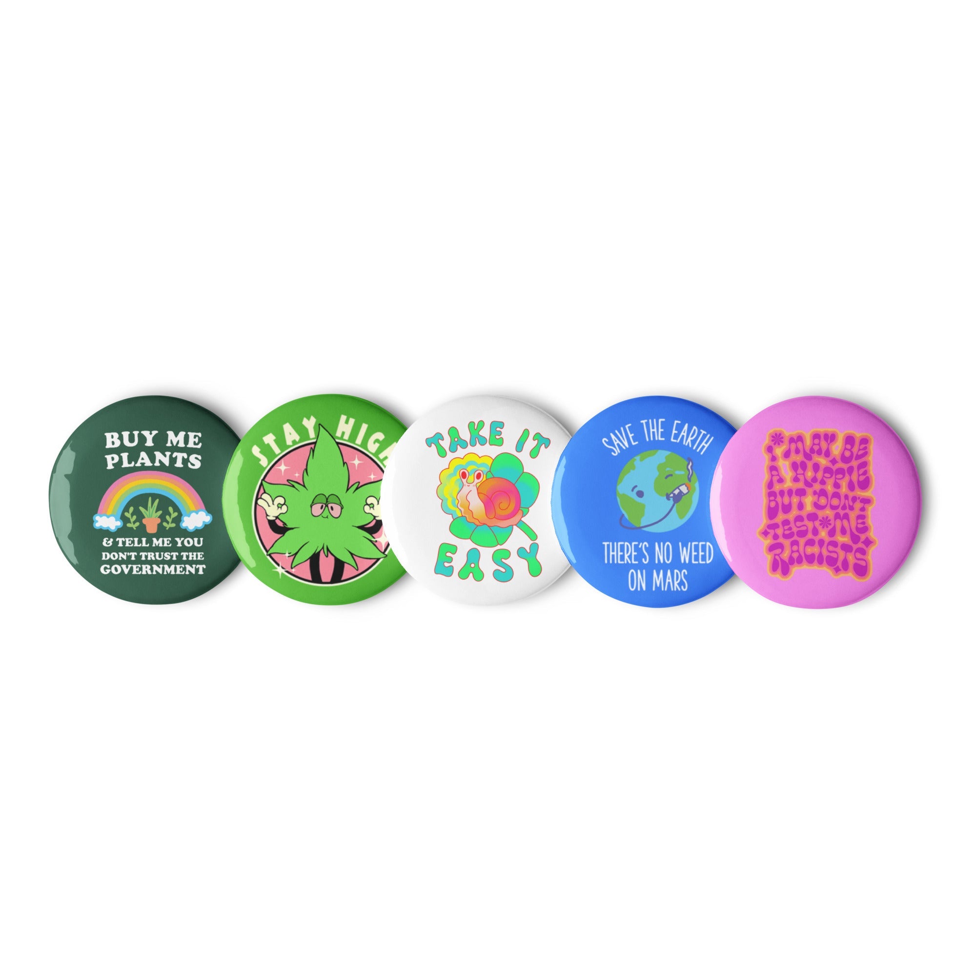 Groovy Hippie Weed Positive Set of Pins
