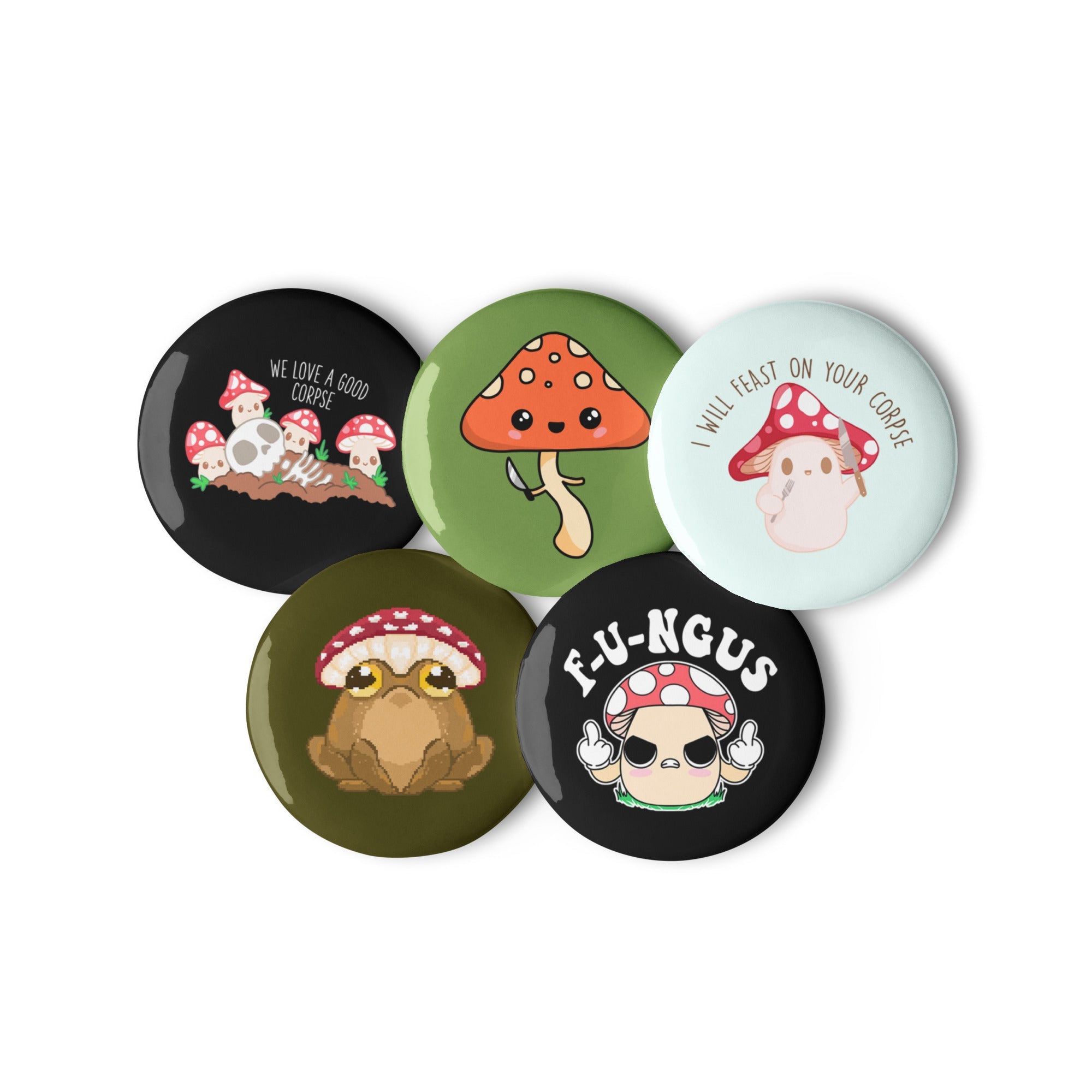 Fungi Mushroom Funny Set of Pins