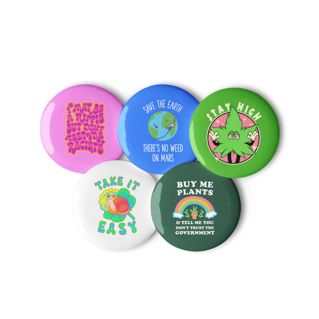 Groovy Hippie Weed Positive Set of Pins