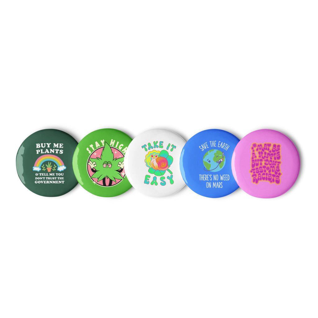 Groovy Hippie Weed Positive Set of Pins